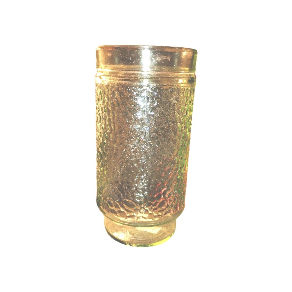 Vtg Drinking Glass "Chateau" by Libbey Pebble Texture Clear Green Tint, 6 in NEW